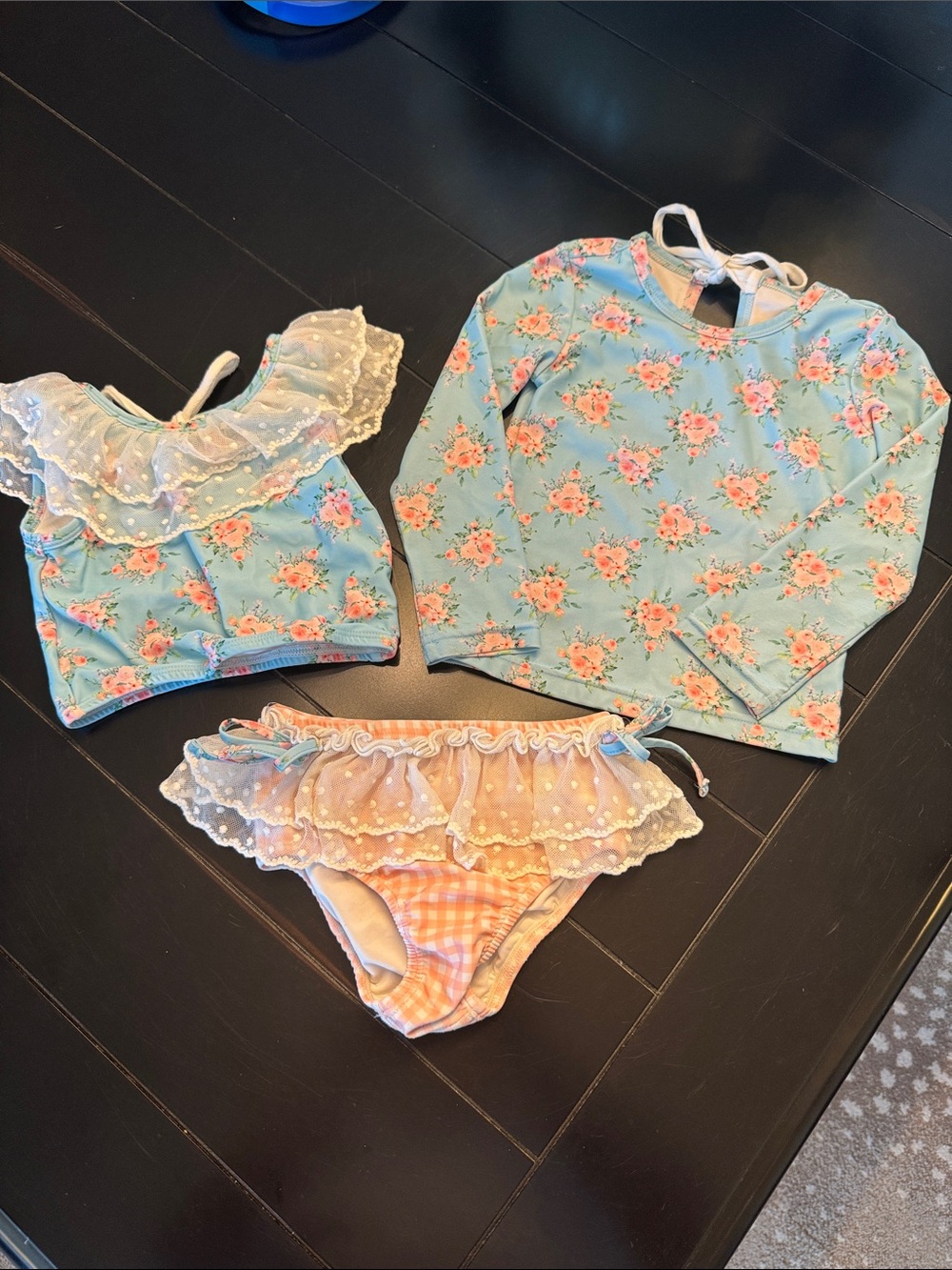 Girls Floral Mix & Match Swim Tops and Bottoms
